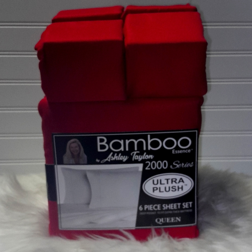 Bamboo Essence Queen Red 6 Piece Sheet Set